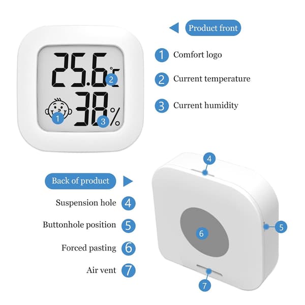 3 st Digital Hygrometer Termometer, Mini LCD Inomhus Hygrometer