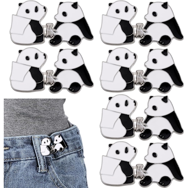 6 Set Söta Byxmidjejusterare, Pandaformade Midjejusterare för Lösa Byxor Avtagbara Justerbara Midjespännen Inga Sömmar och Inga Verktyg Jeansknappar Nålar