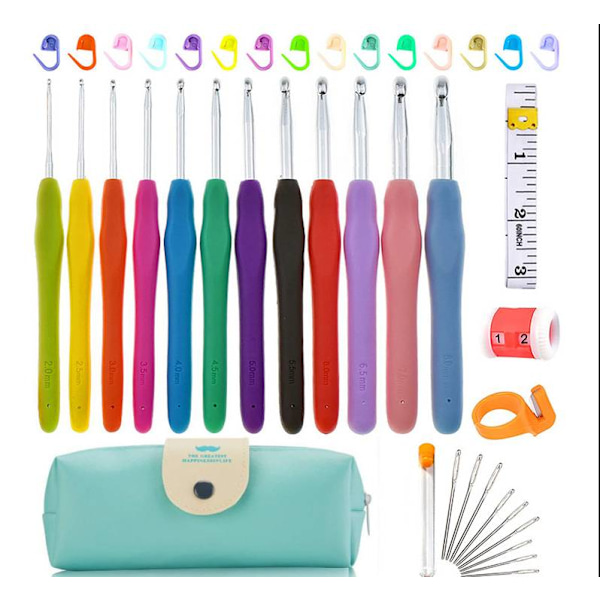 45-delar virkningsset med nålar, markörer, måttband - Knitting Kit multifärg