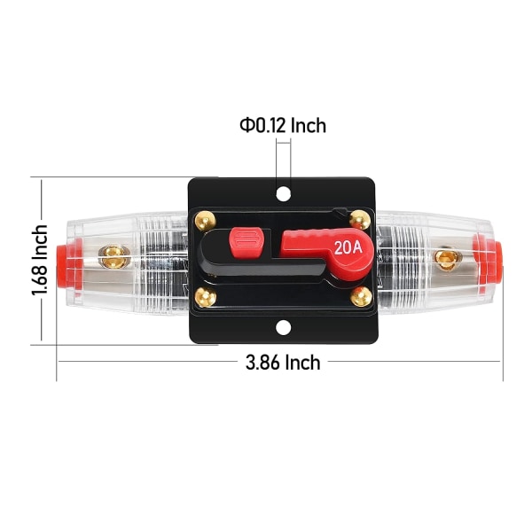 Bilkretsbrytere 20 Amp Sikringsholder Beskyttelse Lyd Inline Q