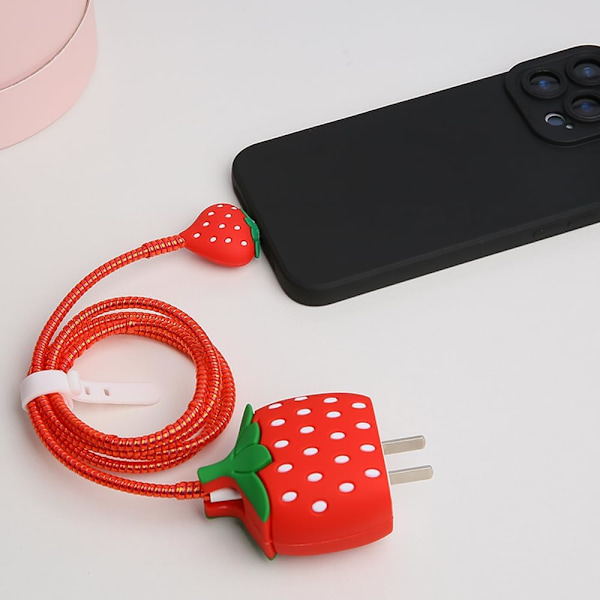 Laddare Skydd Kompatibel Med iPhone 20W USB-C Ström Adapter Laddare 3D Söt Cartoon Design Laddare Skydd Kabel Skydd Skydd Tråd Skyddande Fall F
