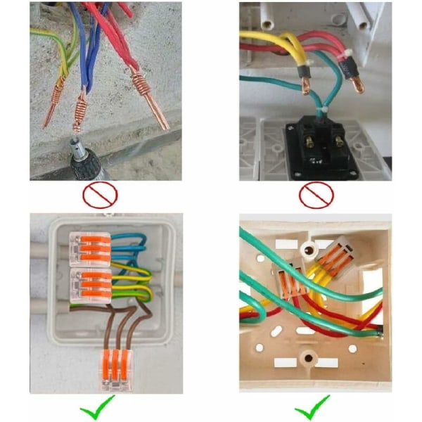 50 stykker elektriske kontakter, ledningshurtigkoblingsterminal, 3 T