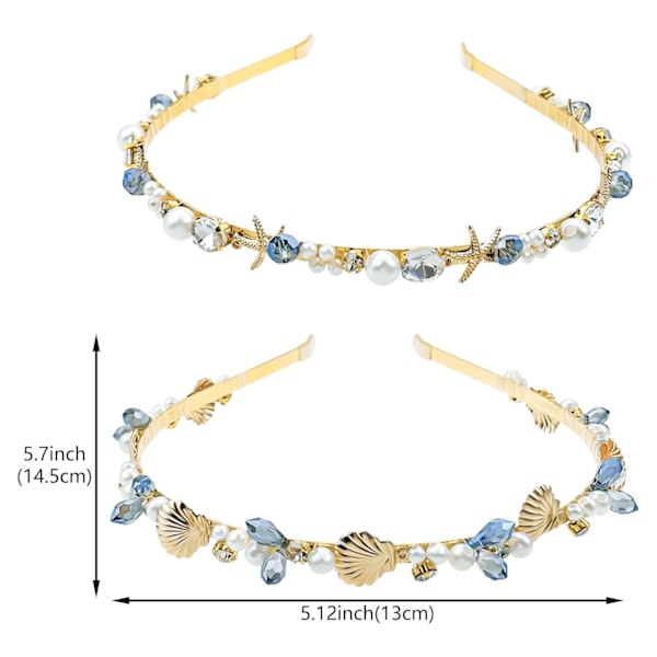2 st Sjöjungfru Snäcka Sjöstjärna Hårband Pärla Kristall Strass Hårband Legering Hårband Strand Brud Elegant Huvudstycke Bröllop Håraccessoarer f