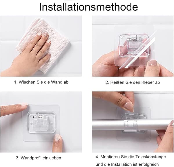 12 stk. Selvklæbende Gardinstangs Holder - 6 x 6 cm, Gardinstangs Holder