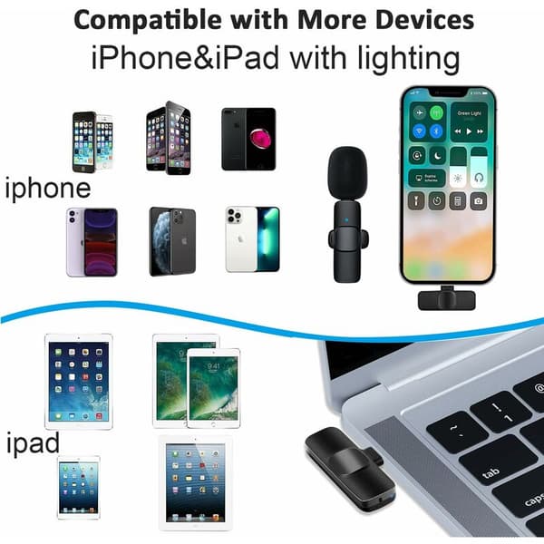 Trådlös Lavaliermikrofon för iPhone, iPad - Plug and Play 2.4