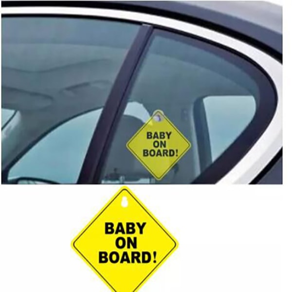 Baby On Board Car Advarselsskilte, 2 stk 12x12cm med dobbelt sug