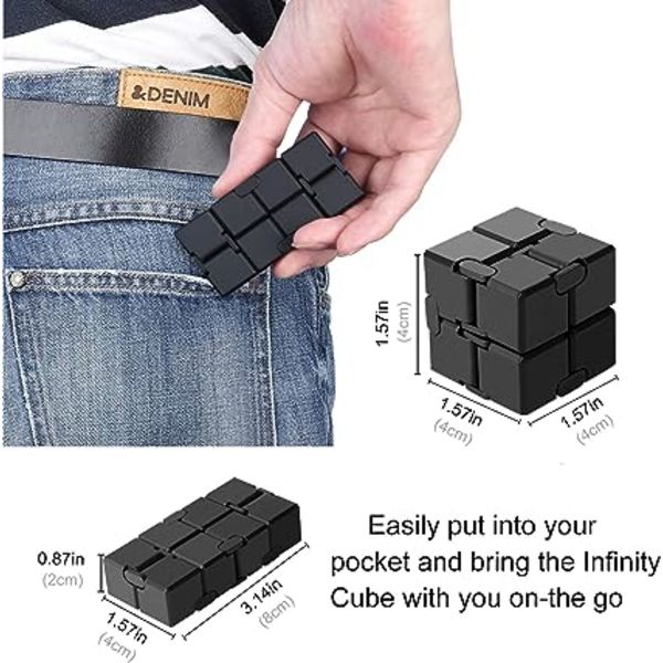 Infinity Cube Leksak Avlastningskub (Svart), Fidget Finger Toy S