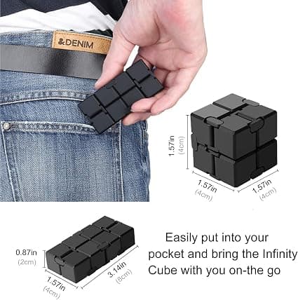 Infinity Cube -lelu, purkauskuutio (musta), sormen pyörittelylelu S