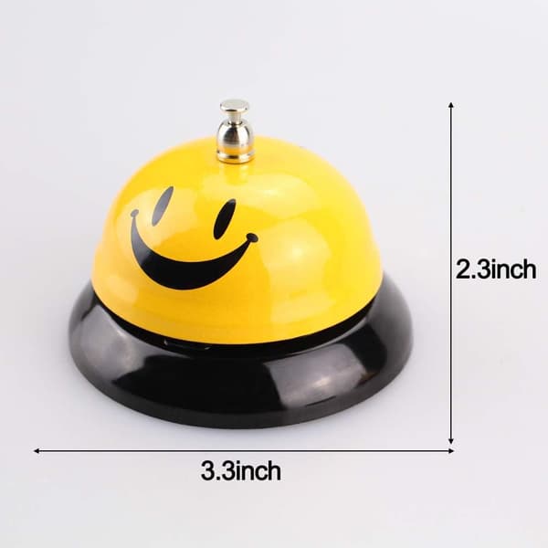 Ringklocka, serviceklocka för restaurang, bar, klassisk concierge, hotell (8,5 cm diameter) (2-pack) (Gul)