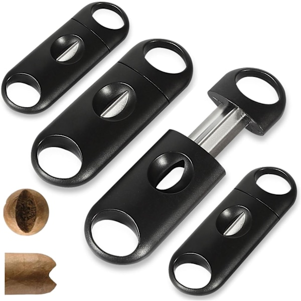 V-Cut Cigar Cutter Wedge Cut Bærbare Cigar Cuttere til Mænd (4-pak, Sort)