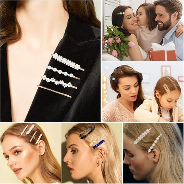 28-pack hårklämmor, pärlhårklämmor, akryl hårklämmor accessoarer