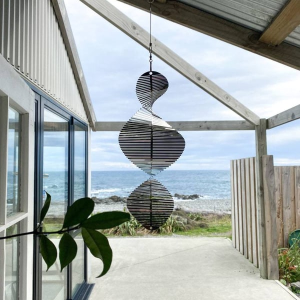 Spiral Oval Vindspel Metallisk Trädgårdsdekoration 360 Grader Snurrande