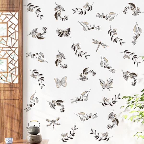 Set med 2 dekorativa avtagbara väggdekaler för fjärilsfolie för Of