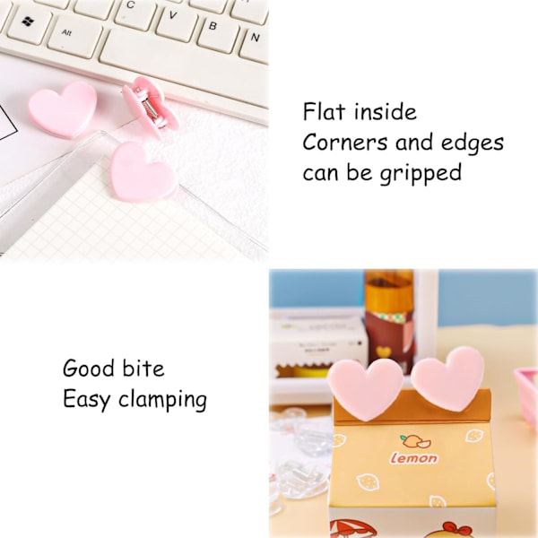 30 stk. hjerteformede bindeklips, mini dekorative papirclips, papir- og poseclips til kaffe, kontor, foto, billedsideholder