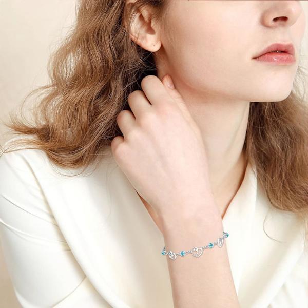 (Blå) Valentinsdaggaver til kvinner Armbånd for kvinner Hjerte B