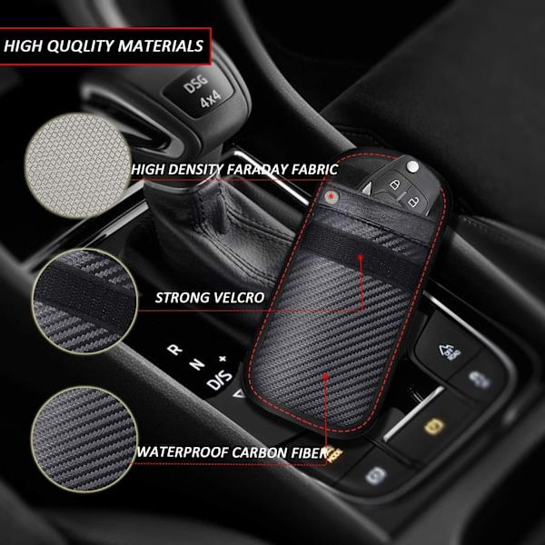 2 kpl Anti-RFID Faraday-pussi Carbon Fiber Autoavaimen Signaalisuojauspussi