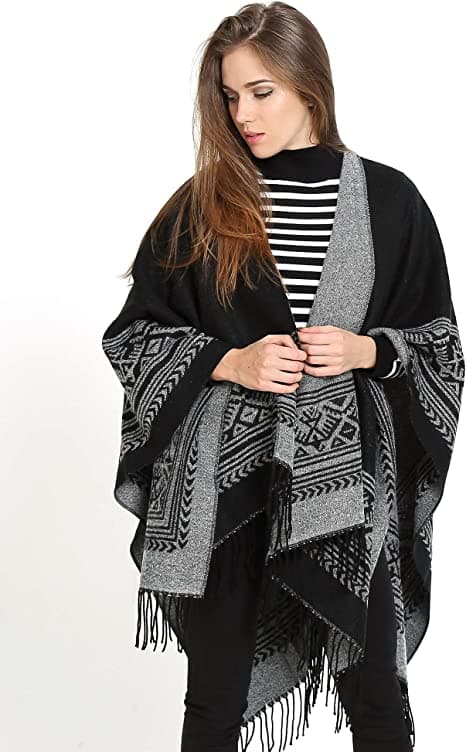 Poncho Sjal Elegant Varm Åpen Til Kvadrat Høst Vinter Kvinne