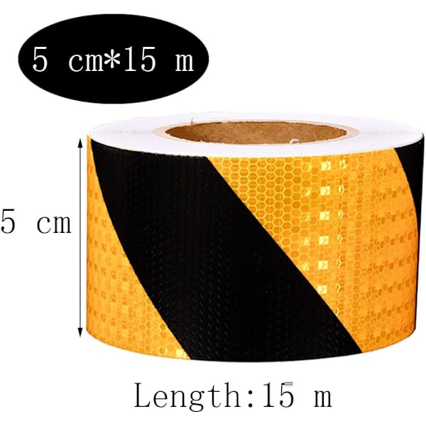 Flutterband Gul Svart Reflektor Tape Selvklebende Tape Svart Gul Reflekterende Klistremerker Natt Reflektor Tape Varselmerking Sikkerhet, 5cm