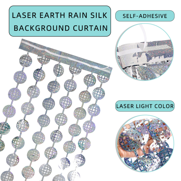 Ball Disco Laser Metallgardiner 1m*2m, Glimmande Trassel, Aluminium Trassel