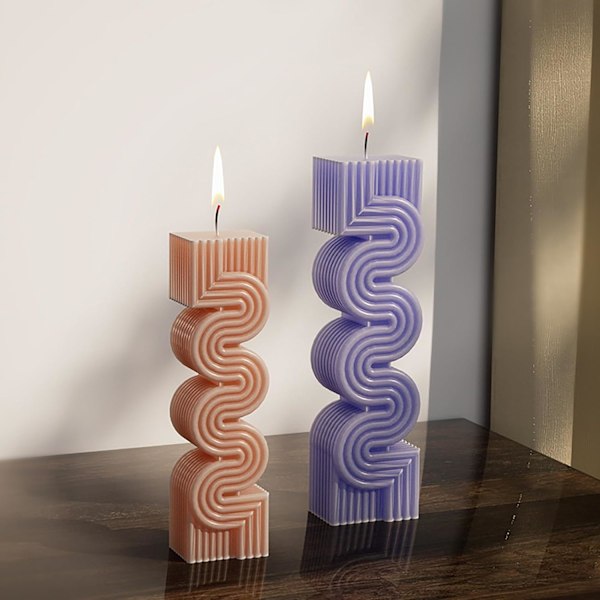2 Pak Spiralformet Lysform S Form Lysform Geometri Lysform Søjle Resin Form Lerform Smykker Resin Støbeform Lysfremstillingsforme Håndværk Su