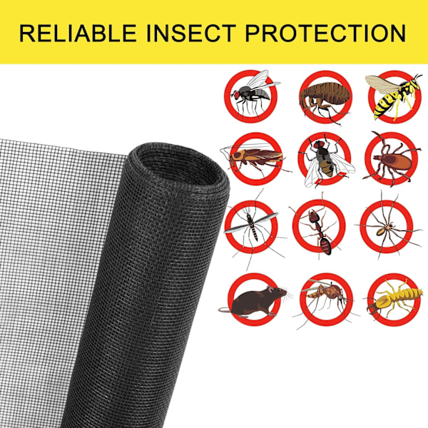 stk Sort Myggenet Vindue 250cm x120cm, Myggenet, Myggenet Rulle, Kan Klippes til Enhver Størrelse Anti-Insekt til Dør Vindue Karnap