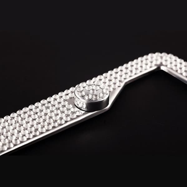 Glitter Nummerplade Ramme (Hvid) Rhinestone Nummerplade Ramme