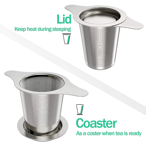 2 st Teefilter Fint Hål Rostfritt Stål Teinfuser Te Sil