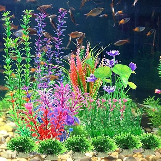 Plastakvarium planter, 23 stykker kunstige akvarium planter