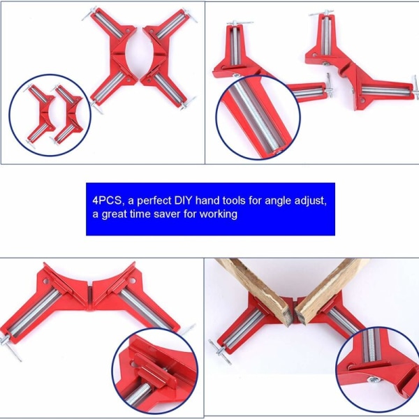 90 graders rettvinklet klemme for trebearbeiding, 4 stk vinkelklemmer Ja