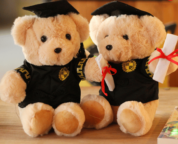 Ocean Teddy Bear med Briller - 25cm, Diploma og Doktorhatt - Te