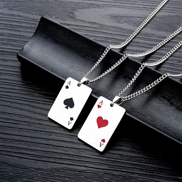 2 kpl Punk-tyyliset paksuketjuiset helmikoristeiset korttipelin pokerimerkki riipuskaulakorusetit naisille miehille pariskunnille Onnen Roc