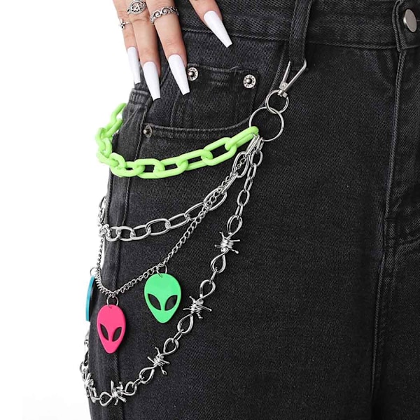 Hiphop-byxor kedja Goth Jean kedjor Stjärna Punk Fickkedja för Kvinnor Lager Acrylic Nyckelringar Söt Byxkedja Rock Plånbokskedja för Män Midja Bod