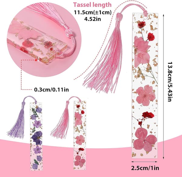 2-pack Hartsbokstäcken i Resin (Stil 1) Transparent Handpressade Torkade Blommor