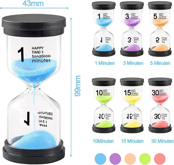 Ocean Sæt af 6 Tidsglas, Farvet Tidsglas Transparent Glas K