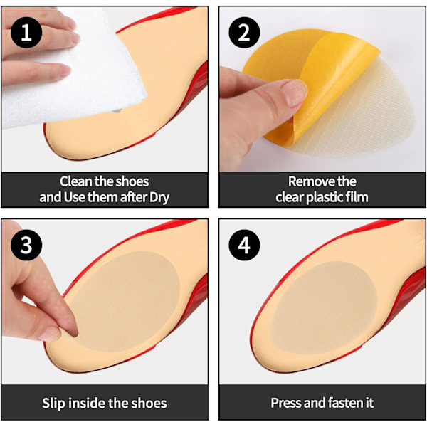 12 stk. Anti-Slip Hæl Pads til Mænd og Kvinder