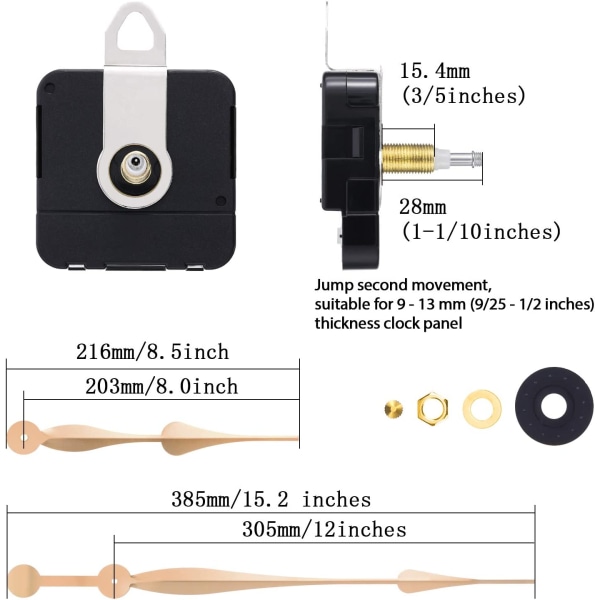 High Torque Long Shaft Clock Movement Mechanism with 12 Inch Long