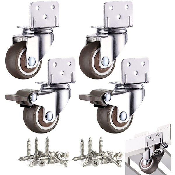 4 st Små Möbelrullar 50mm Swivel Rullar för Kaffebord