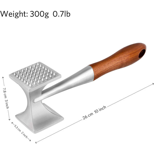 26 CM Kjøtthammer, Heavy Duty Kjøttmører, Biffhammer med
