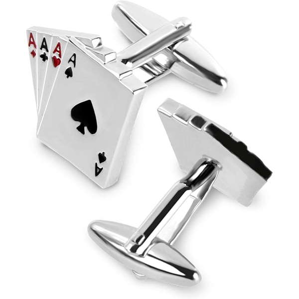 Mænds Jack Spillekort Eksklusive Manschetknapper og Slippenålssæt til Mænd - Fire Esser 4A Poker Manschetknapper Sæt til Vegas Casino Aften Event Bryllup Forretning