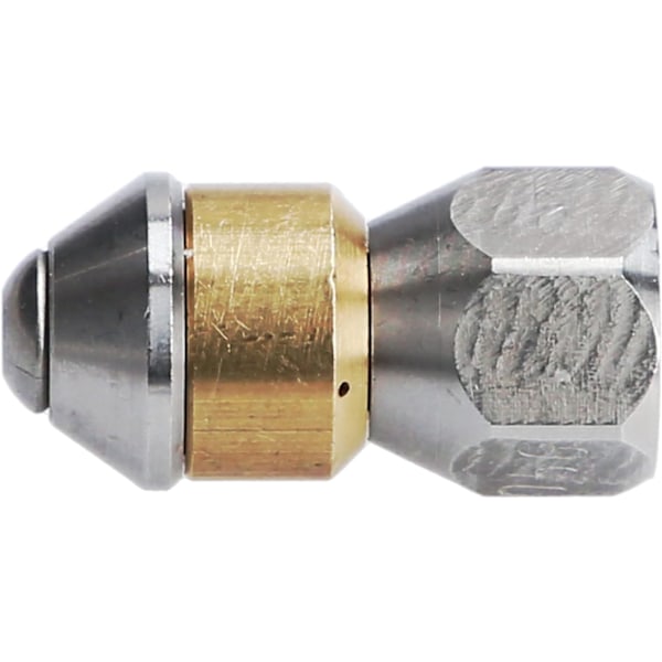 Trykkvaskspylespiss for rørrengjøring, roterende, 1/8\" IG innløp, 3 x 0,8 mm - 050, rustfritt stål/messing