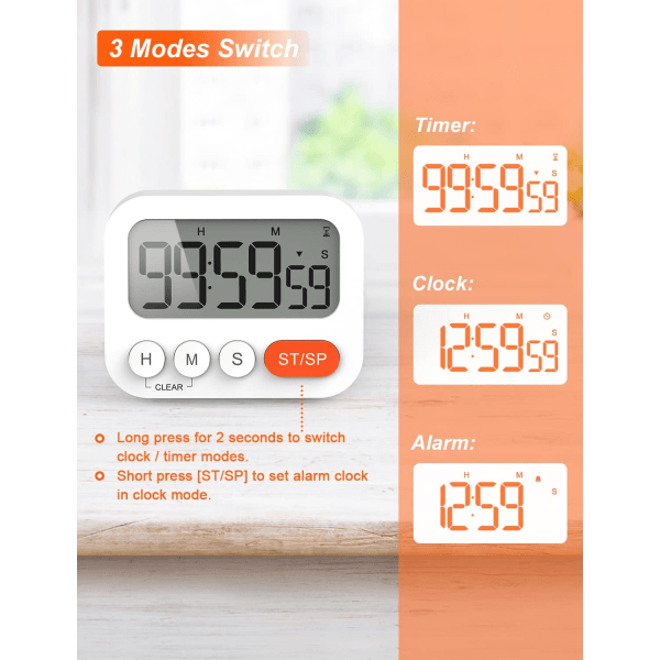 Køkken Timer, Køkken Timer, Digital Stopur og Nedtællingstimer