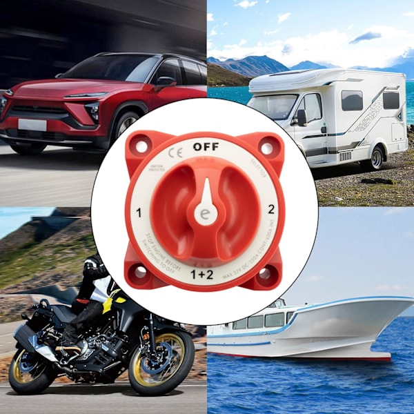 Dobbel Batteri Isolator Bryter Marine Bryter 4 Posisjoner Maks 350A 32V for Biler Båter Kjøretøy Vanntett Anti-tenning