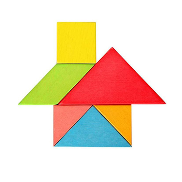 Färgglada DIY Intellektuella Pussel Tangram Block Träleksak