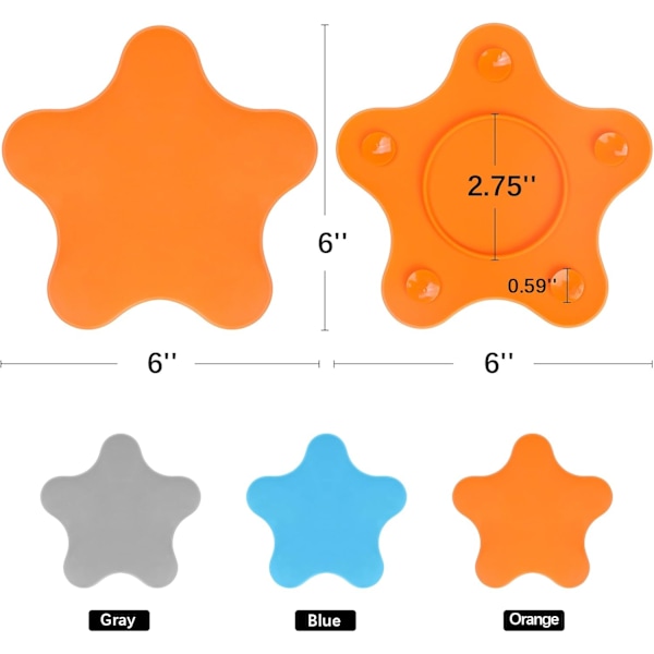 2-pack (Orange) Silikonavloppstäckning, Badavloppstäckning med 5 Starka Sugkoppar, 6 tum Stor Badpropp, Badkarspropp