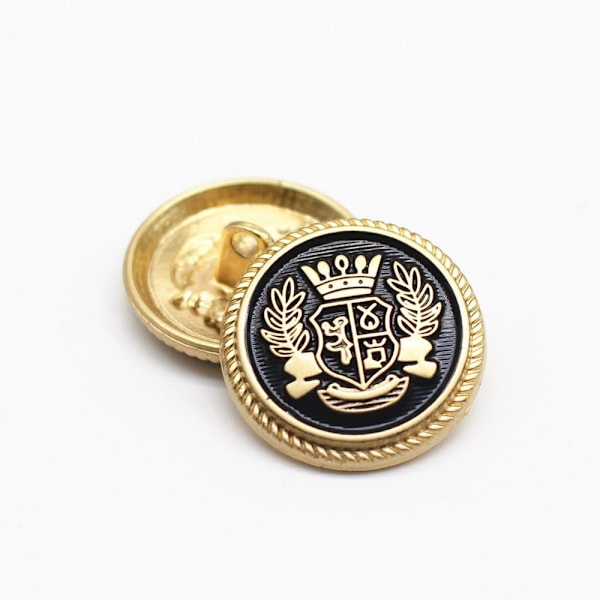 14 Delar Svart Guld Metall Blazer Knappset 1.5cm, 2cm. för Blazrar, Kostymer, Sportkavajer, Uniformer, Jackor
