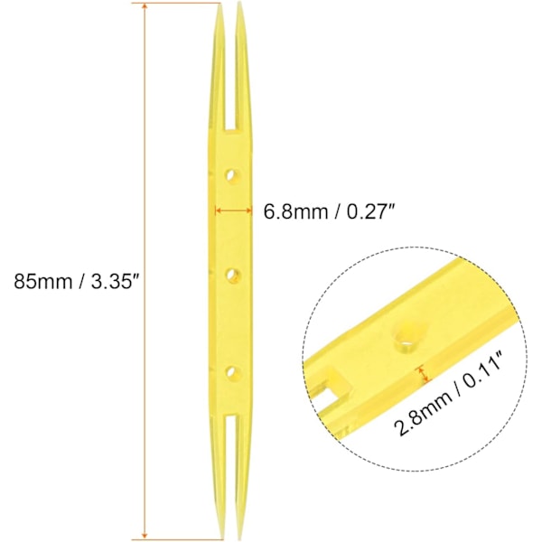 2 kpl Kutomaneula 85x6.8x2.8mm Muoviset sukkulat, pitsinnypläykseen DIY käsityökalut Neulontatarvikkeet, Keltainen