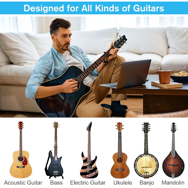 2 stk Gitarre Capo Klassisk Elektrisk Folk Gitarre Capo for Akustisk og Elektrisk Gitar Vestlig Gitar Mandolin og Banjo Ukulele | Svart