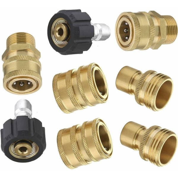 8 stk. Trykvaske Adapter Sæt M22 Roterende 3/8 Hurtigkobling,