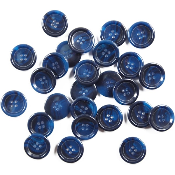 50 stk. Store 2cm Syknapper Bulk Knapper for Sying Runde Resin Marineblå Knapper for Håndverk 4 Hull Flatback Kåpeknapper for Skjorte Genser DIY a