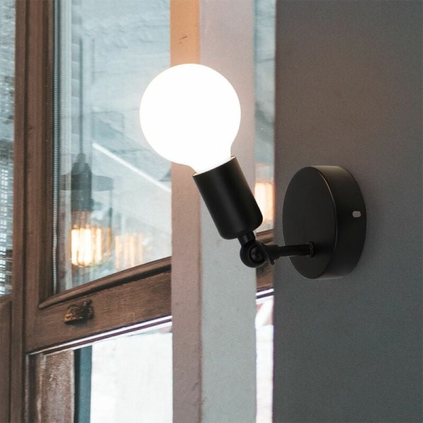 2 stk. Sort (uden pære) Metal Vægskinne E27 Lampe Justerbar Di